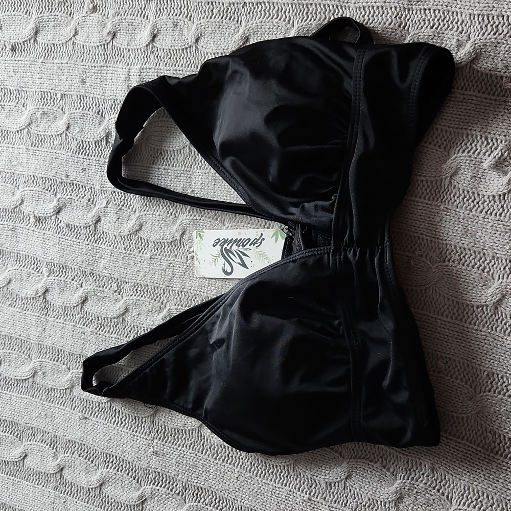 Sporlike Black bikini top XL Double ties at back NWT